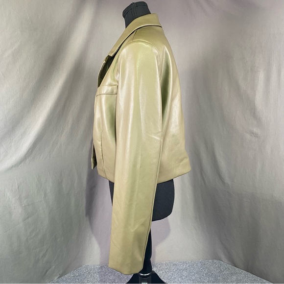 Anthropologie Avec Les Filles Blazer Women’s M/L Faux Leather Cropped Tan - Picture 2 of 12